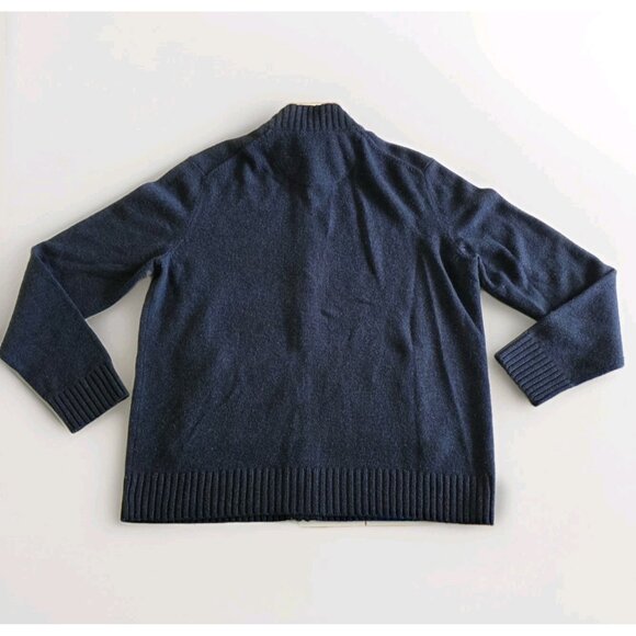 Black Brown 1826 Wool Blend Sweater XL Mens Navy Full Zip Mock Neck LS Pockets - Picture 13 of 13